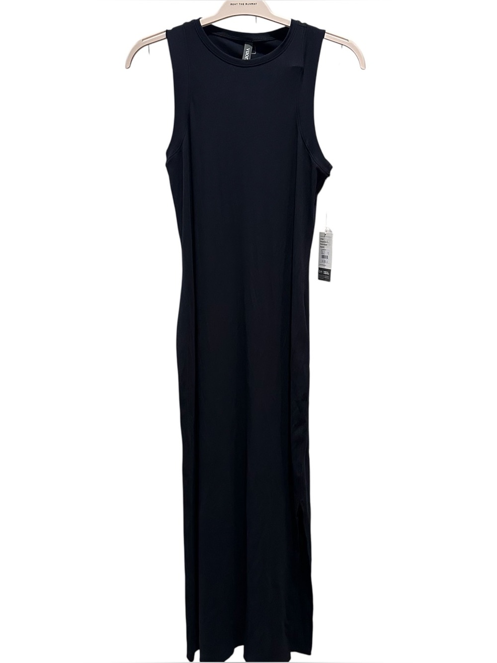 NWT Vuori Pose Midi Black Ribbed Sleeveless Tank Dress Medium - Picture 3 of 8